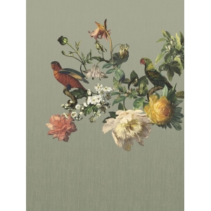 Non-woven mural wallpaper Flowers, Parrots 307402, 210 x 280 cm, Museum, Eijffinger