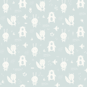 Non-woven menthol green wallpaper for the youngest children Forest animals L91304, My Kingdom, Ugépa