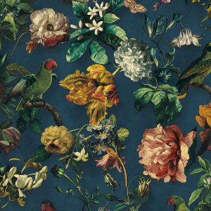 Luxury non-woven wallpaper Parrots, Flowers, 307306, Museum, Eijffinger