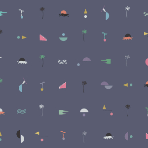 Dark blue non-woven wallpaper with palm trees, panthers 6510-3, 106x300cm, Batabasta, ICH Wallcoverings