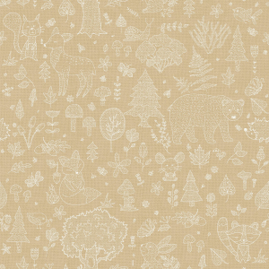 Ocher children's wallpaper with animals and plants, 14808, Happy, Parato