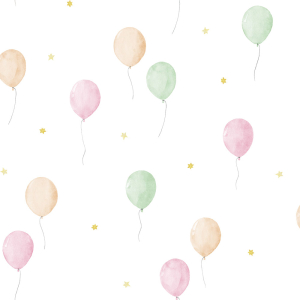 Children's wallpaper with balloons and stars, 970-1, Mika, ICH Wallcoverings