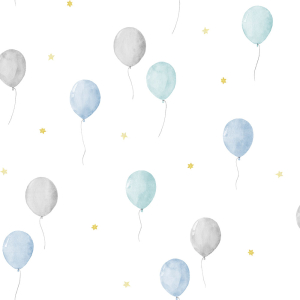 Children's wallpaper with balloons and stars, 970-2, Mika, ICH Wallcoverings