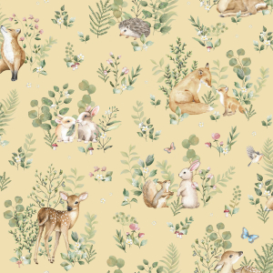 Ocher children's wallpaper with animals, 972-2, Mika, ICH Wallcoverings