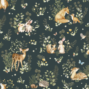 Green children's wallpaper with animals, 972-3, Mika, ICH Wallcoverings