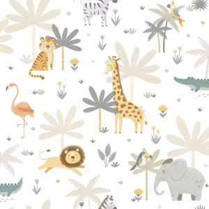 Children's wallpaper with jungle animals, 974-1, Mika, ICH Wallcoverings