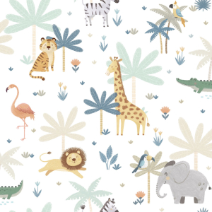 Children's wallpaper with jungle animals, 974-2, Mika, ICH Wallcoverings