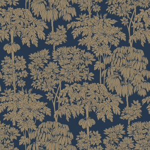 Blue wallpaper with golden trees, A63404, Ciara, Grandeco