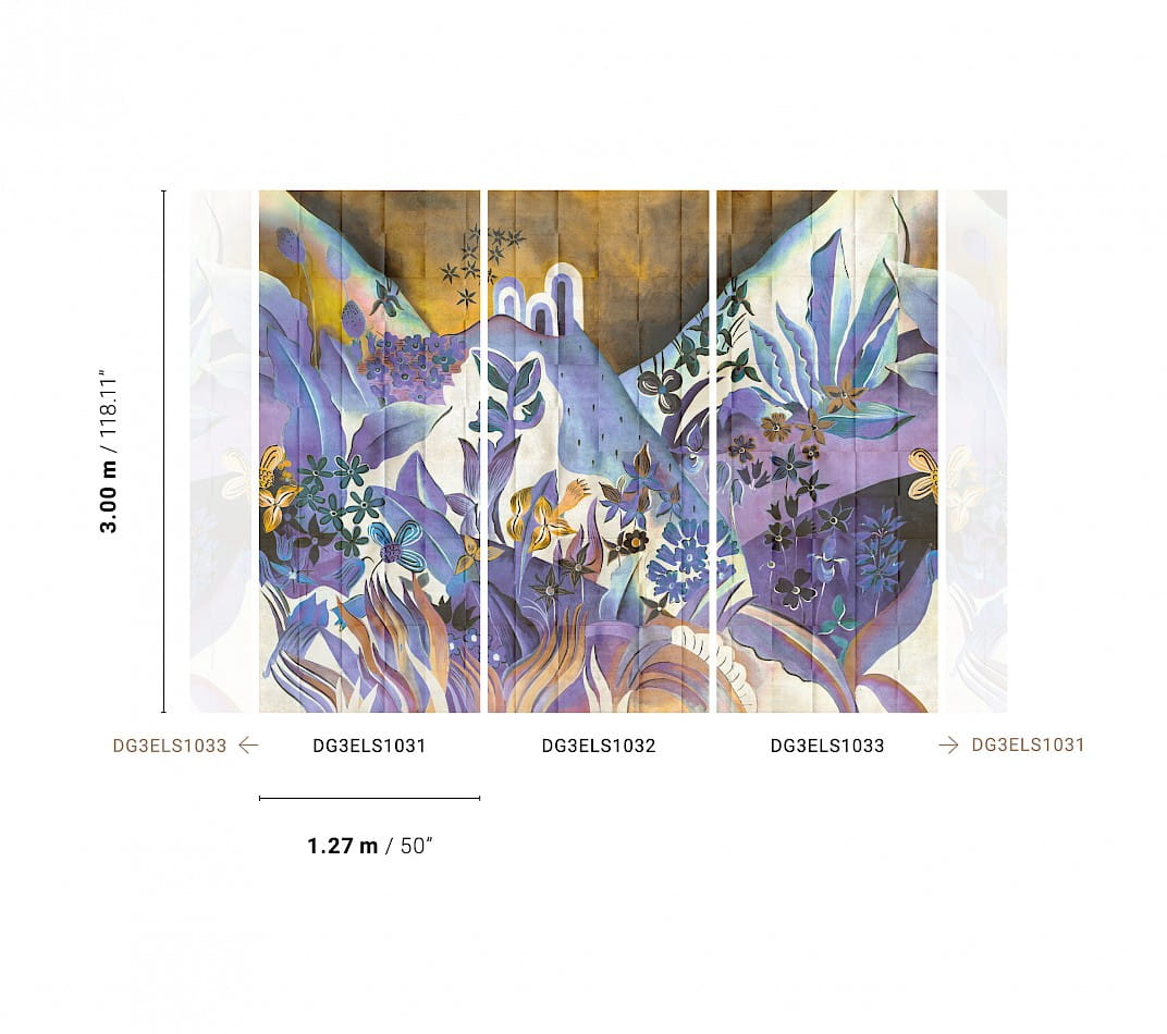 Wall mural, Flowers, leaves, DG3ELS1031, Wall Designs III, Khroma by Masureel - Image 2