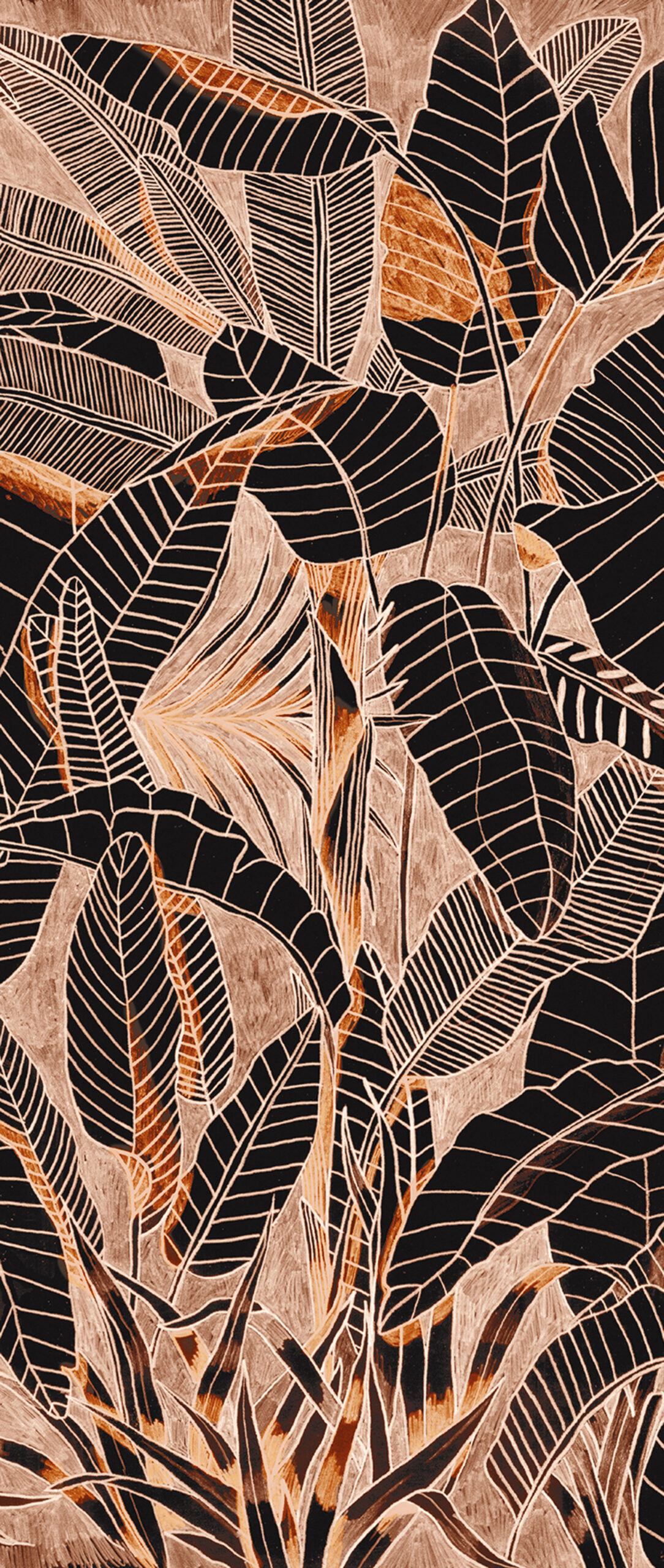 Brown wall mural, Leaves, DG3GRA1021, Wall Designs III, Khroma by Masureel