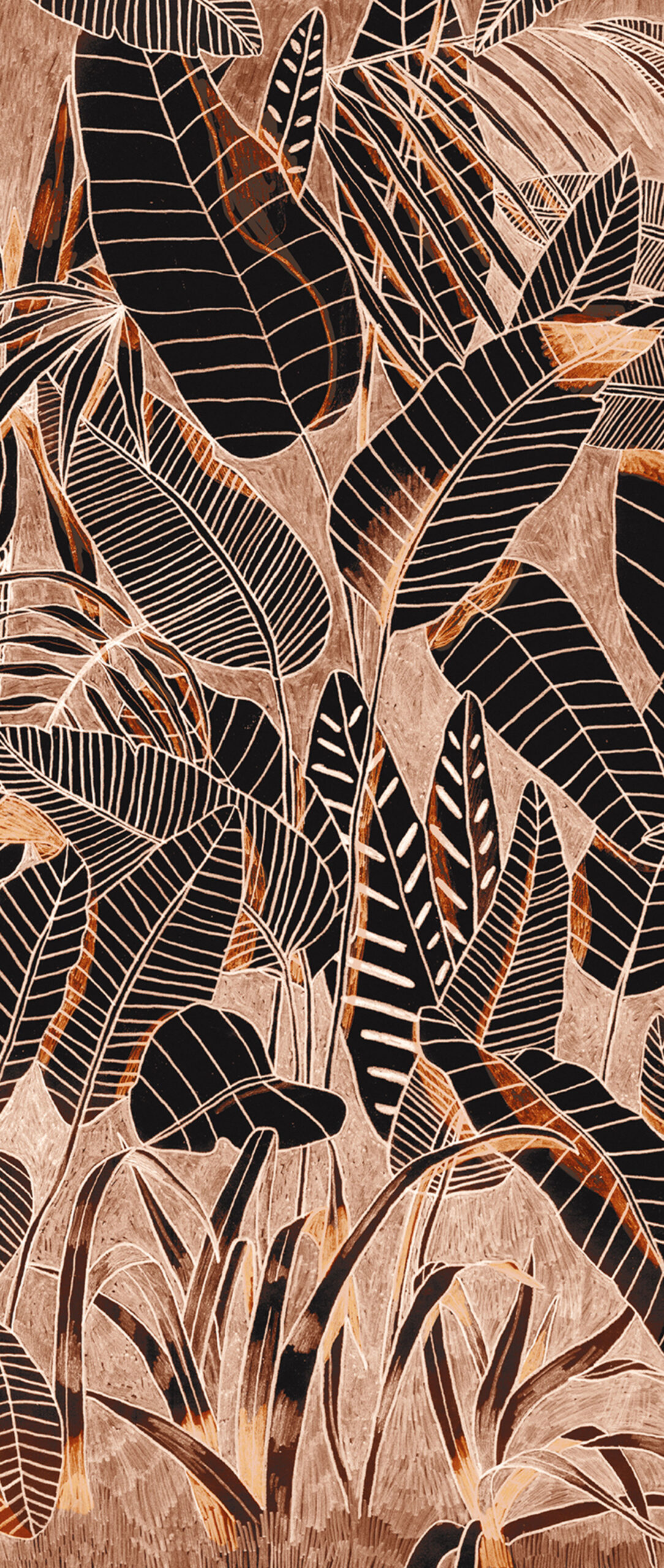 Brown wall mural, Leaves, DG3GRA1023, Wall Designs III, Khroma by Masureel