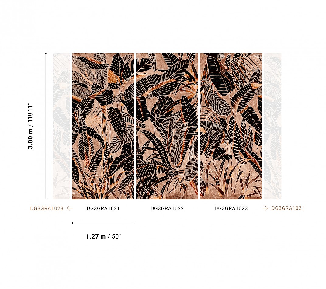 Brown wall mural, Leaves, DG3GRA1022, Wall Designs III, Khroma by Masureel - Image 2