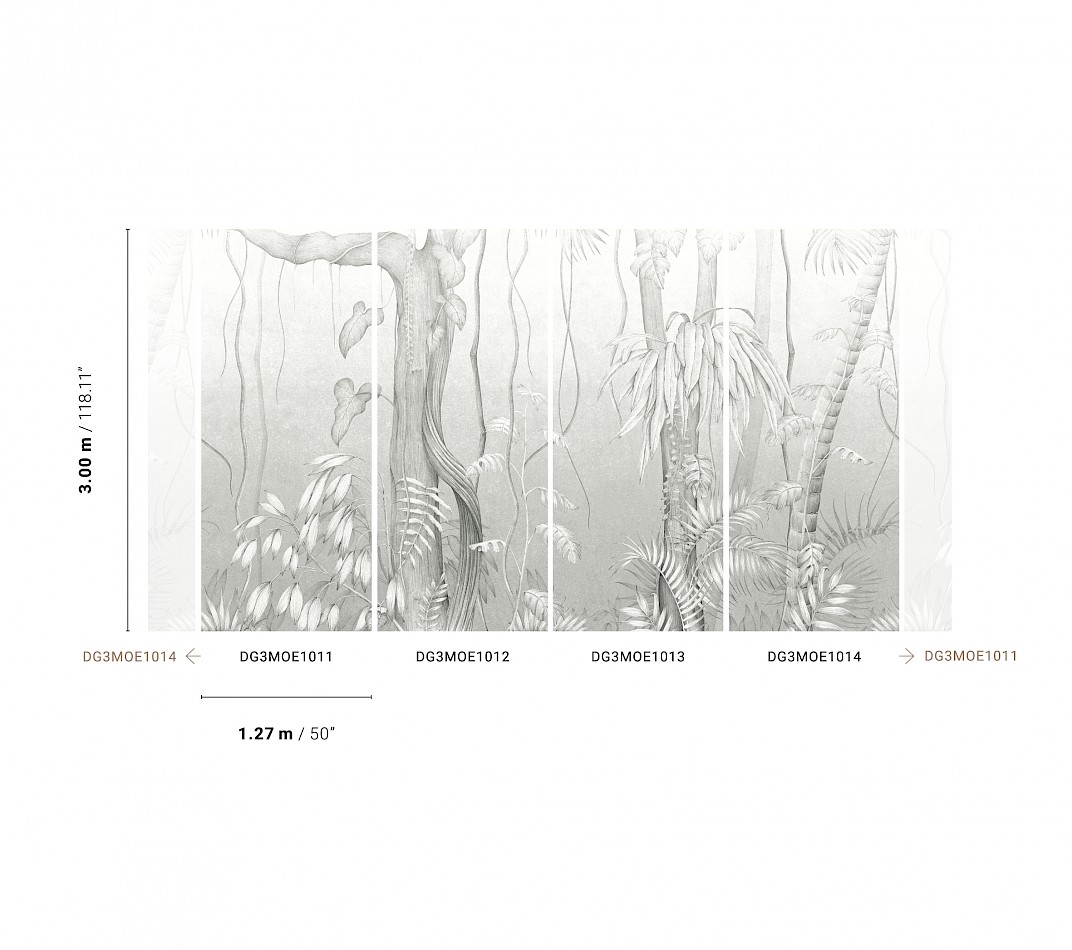 Gray wall mural, Leaves, trees, DG3MOE1012, Wall Designs III, Khroma by Masureel - Image 2