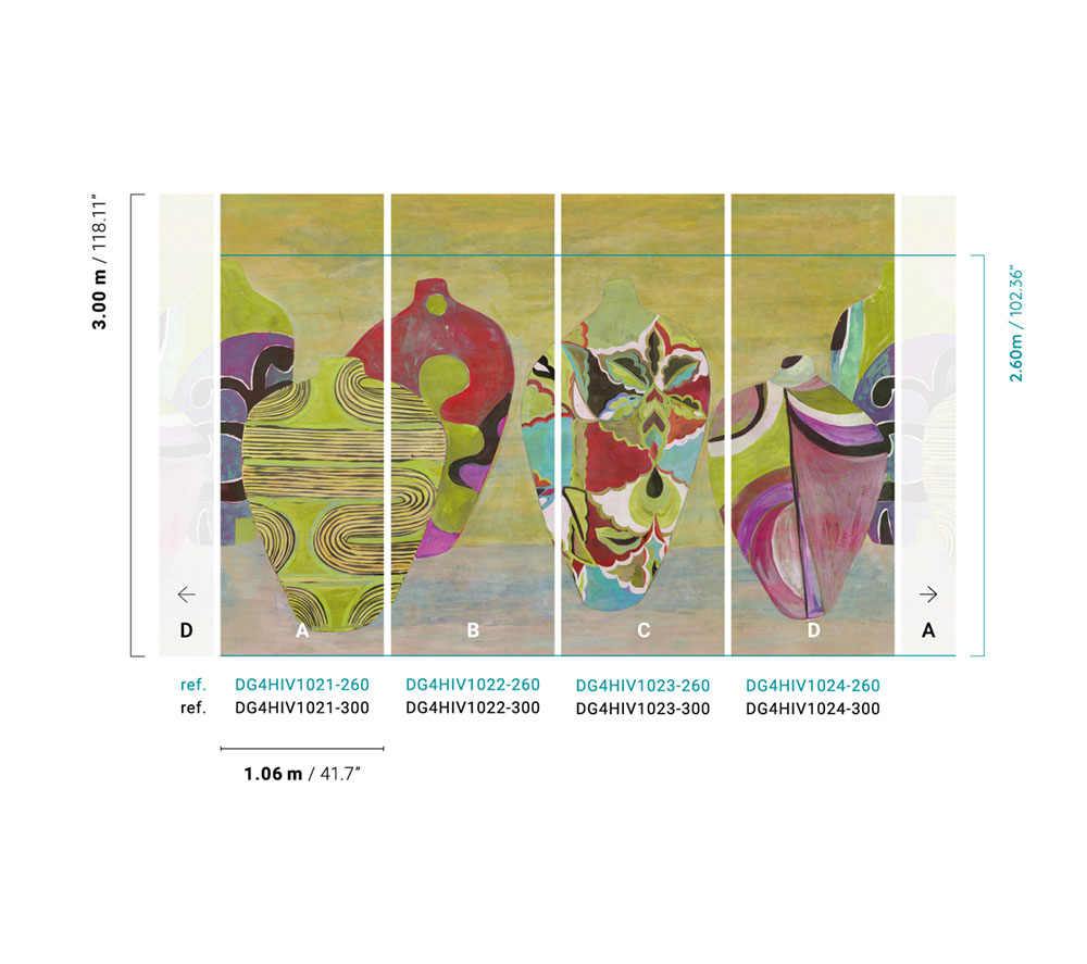 Fliistapeet with vases, DG4HIV1023-300, Wall Designs IV, Khroma by Masureel - Image 2