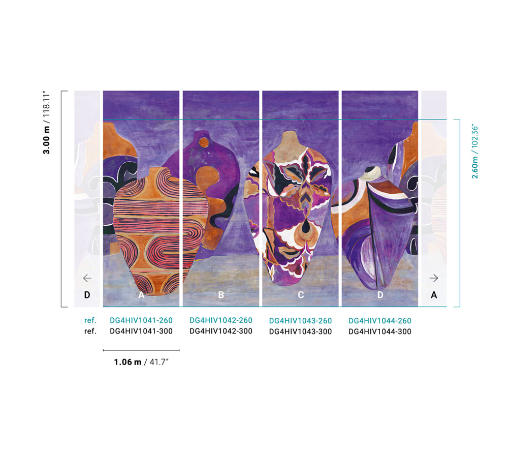 Fliistapeet with vases, DG4HIV1041-300, Terra, Wall Designs IV, Khroma by Masureel - Image 2