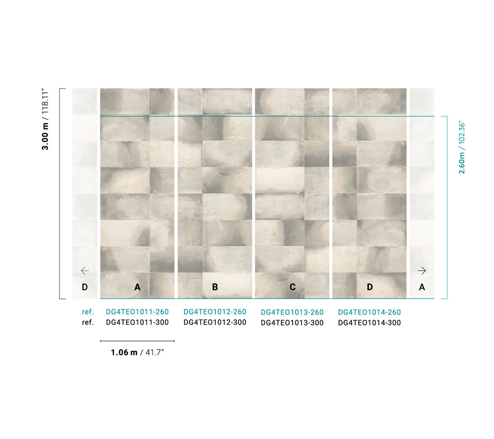 Fliistapeet, imitation tiles, DG4TEO1014-300, Wall Designs IV, Khroma by Masureel - Image 2