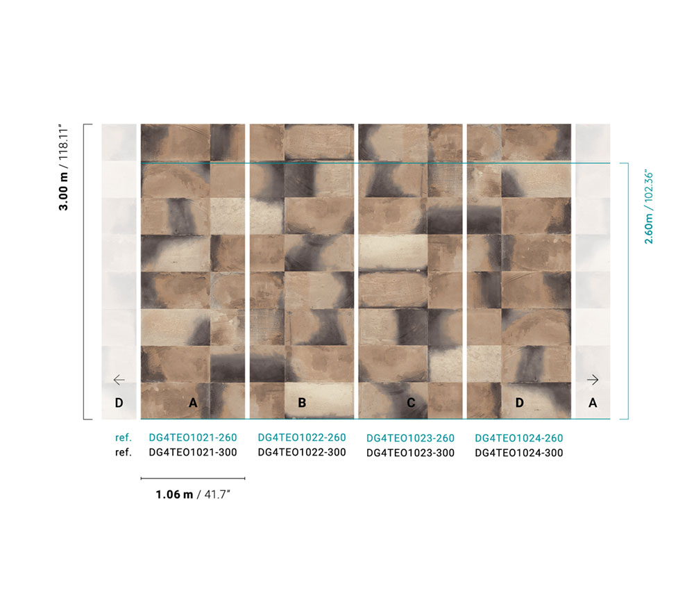 Fliistapeet, imitation tiles, DG4TEO1024-260, Wall Designs IV, Khroma by Masureel - Image 2