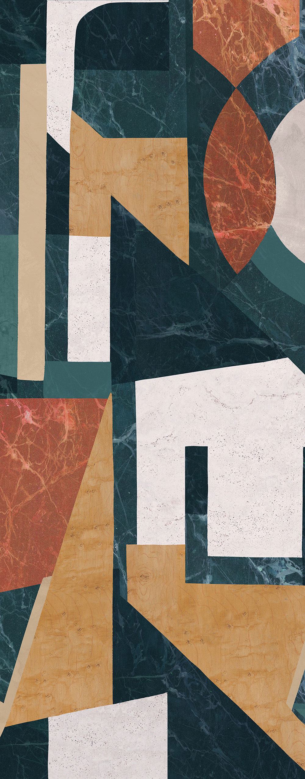 Graphic non-woven wall mural, green-brown, DGROC1022-300, Rock, Masureel