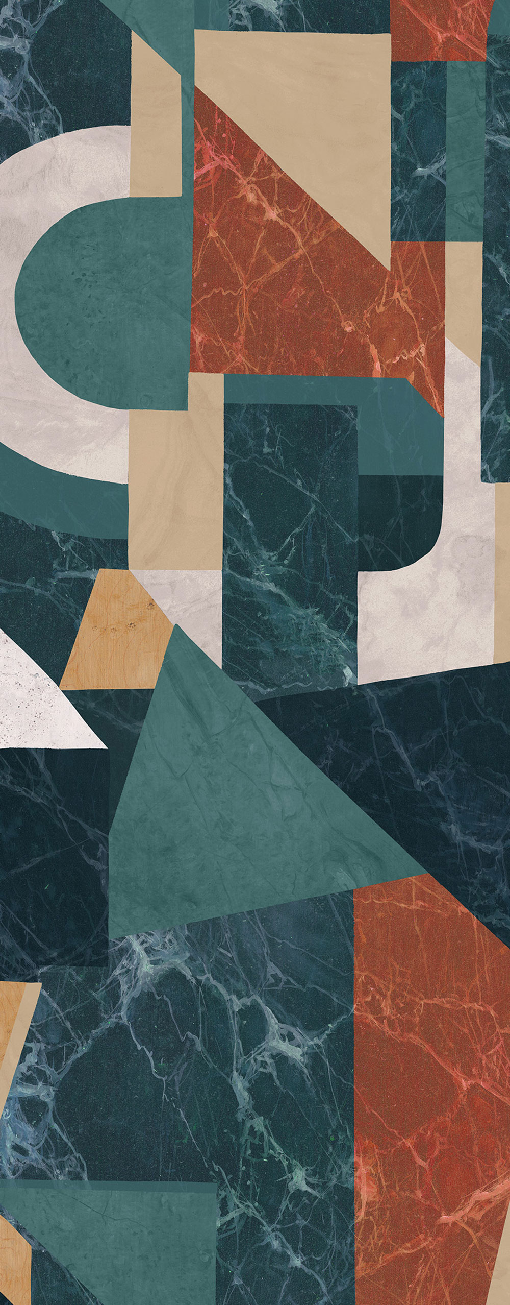 Graphic non-woven wall mural, green-brown, DGROC1023-260, Rock, Masureel