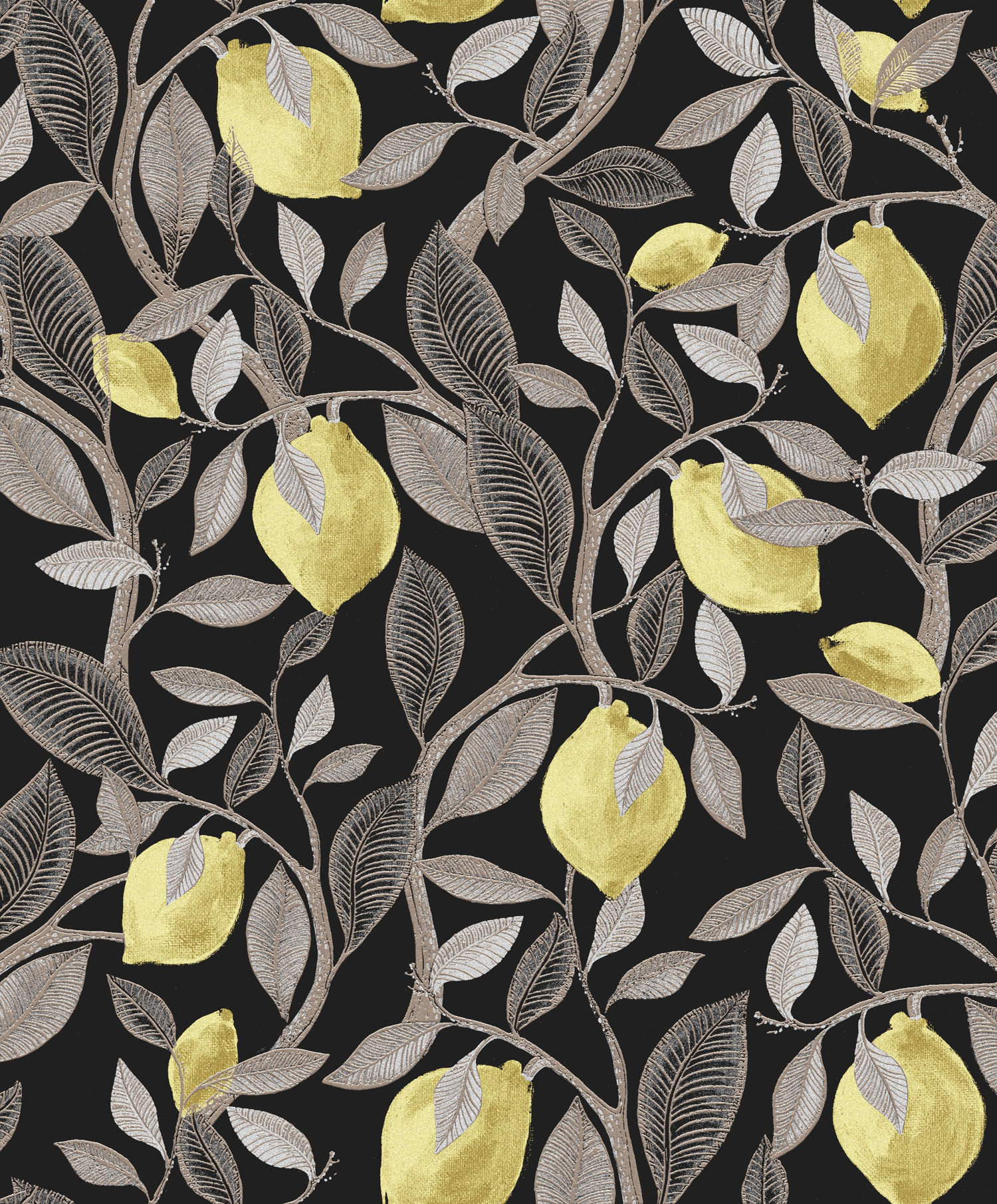 Black wallpaper with a lemon tree, ILA101, Aquila, Khroma by Masureel