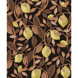 Black wallpaper with a lemon tree, ILA102, Aquila, Khroma by Masureel
