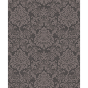 Black wallpaper with baroque pattern, OTH004, Othello, Zoom by Masureel