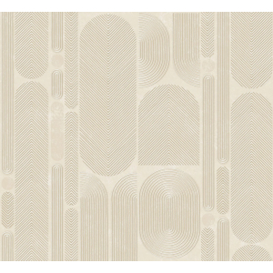 Geometric non-woven wallpaper, gray-beige, ovals, ROC201, Rock, Masureel