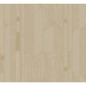 Geometric non-woven wallpaper, beige, ovals, ROC202, Rock, Masureel