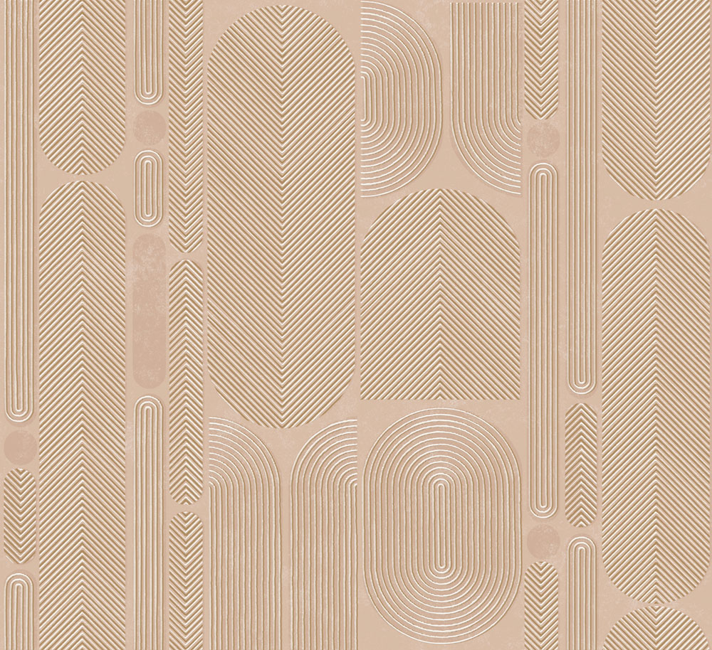 Geometric non-woven wallpaper, pink, ovals, ROC204, Rock, Masureel