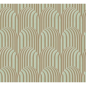 3D Geometric non-woven wallpaper, green-beige, ROC302, Rock, Masureel