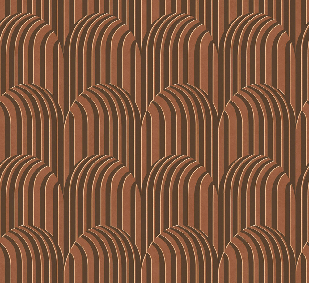 3D Geometric non-woven wallpaper, brown-bronze, ROC303, Rock, Masureel