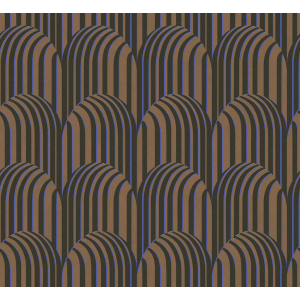 3D Geometric non-woven wallpaper, brown-black, ROC304, Rock, Masureel