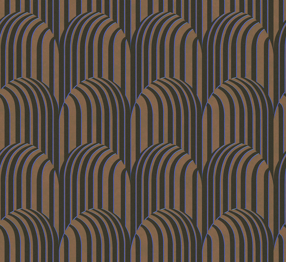 3D Geometric non-woven wallpaper, brown-black, ROC304, Rock, Masureel