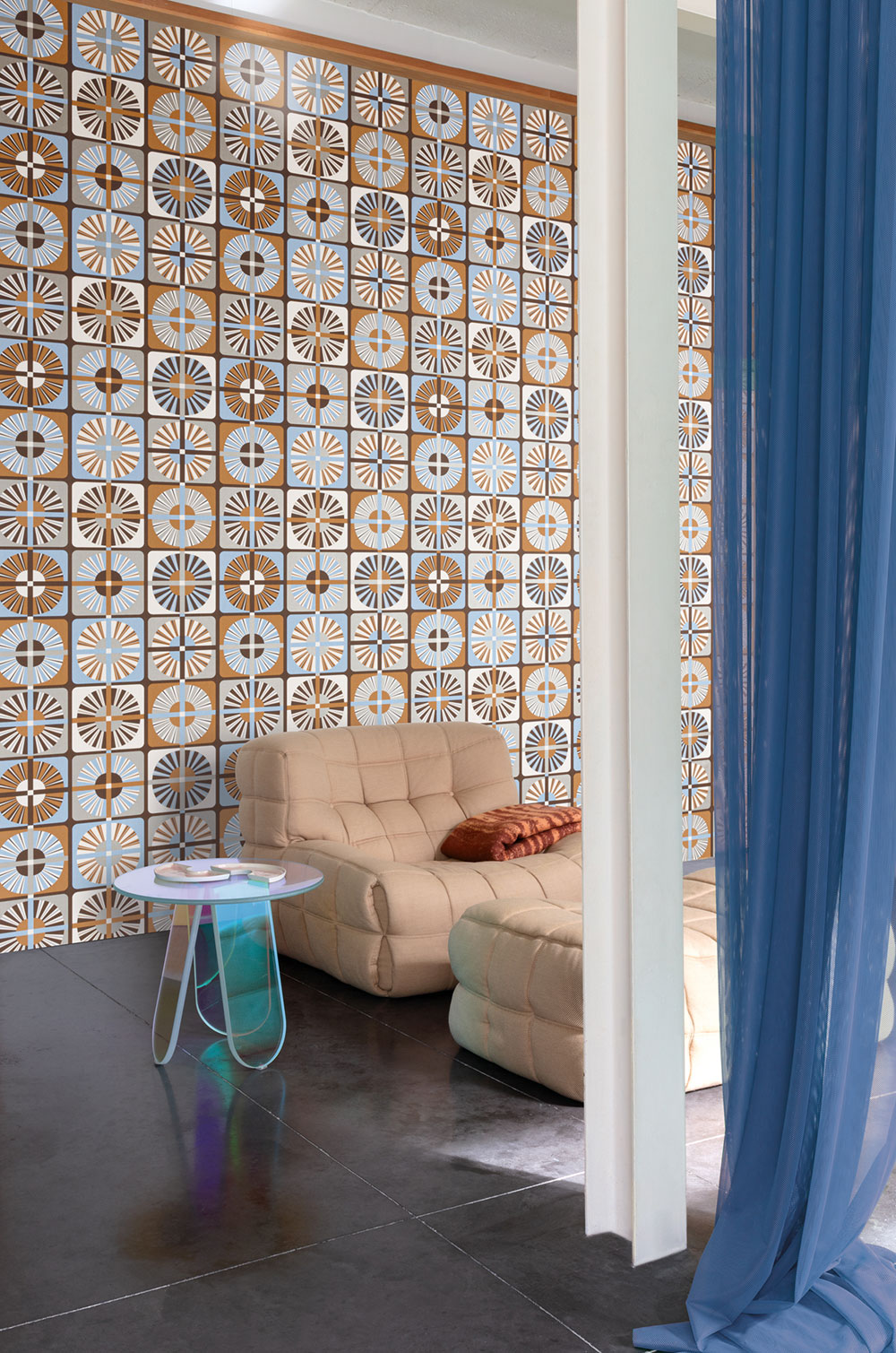 Non-woven wallpaper, gray-beige, retro, ROC401, Rock, Masureel - Image 2