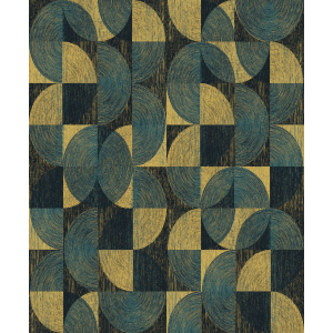 Turquoise-gold geometric wallpaper, SPI001, Spirit of Nature, Khroma by Masureel