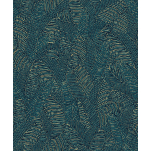 Blue-gold wallpaper with leaves, SPI101, Spirit of Nature, Khroma by Masureel