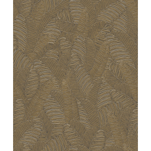 Grey-ochre wallpaper with leaves, SPI102, Spirit of Nature, Khroma by Masureel