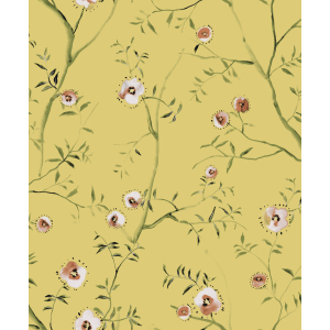 Ocher floral non-woven wallpaper, SUM204, Summer, Khroma by Masureel