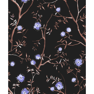 Black floral non-woven wallpaper, SUM205, Summer, Khroma by Masureel