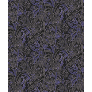 Black-blue wallpaper with flowers and leaves, SUM503, Summer, Khroma by Masureel