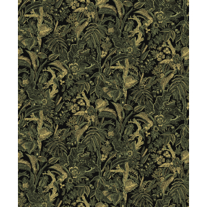 Black-green-gold wallpaper with flowers and leaves, SUM505, Summer, Khroma by Masureel