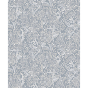 Blue wallpaper with flowers and leaves, SUM506, Summer, Khroma by Masureel