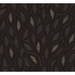 Non-woven wallpaper, leaves, brown-black, TER405, Terra, Masureel