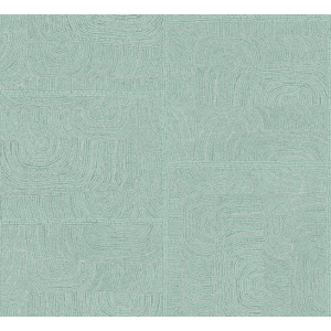 Geometric non-woven wallpaper, ethno pattern, green, TER501, Terra, Masureel