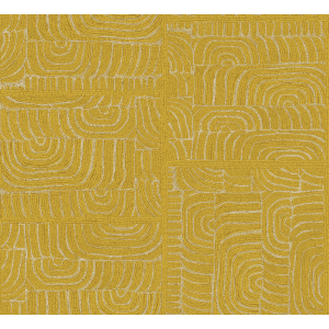 Geometric non-woven wallpaper, ethno pattern, yellow, TER503, Terra, Masureel