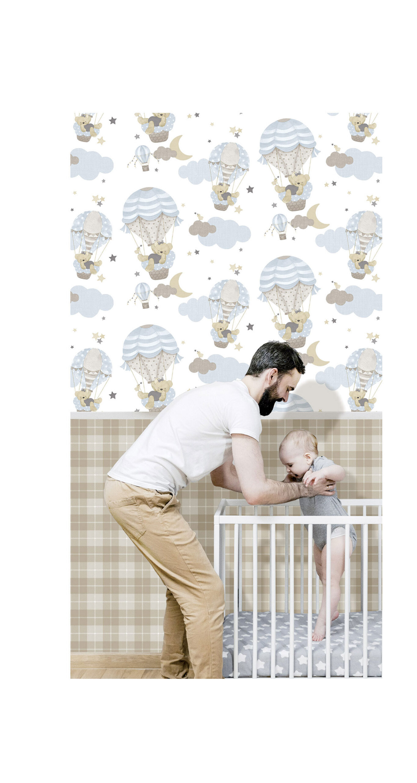 Children's wallpaper with animals, clouds, stars and balloons, 14816, Happy, Parato - Image 2