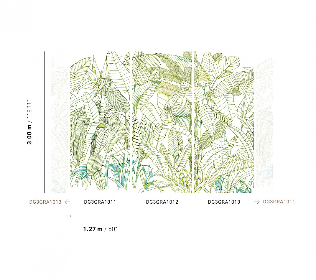 Green wall mural, Leaves, DG3GRA1011, Wall Designs III, Khroma by Masureel - Image 2