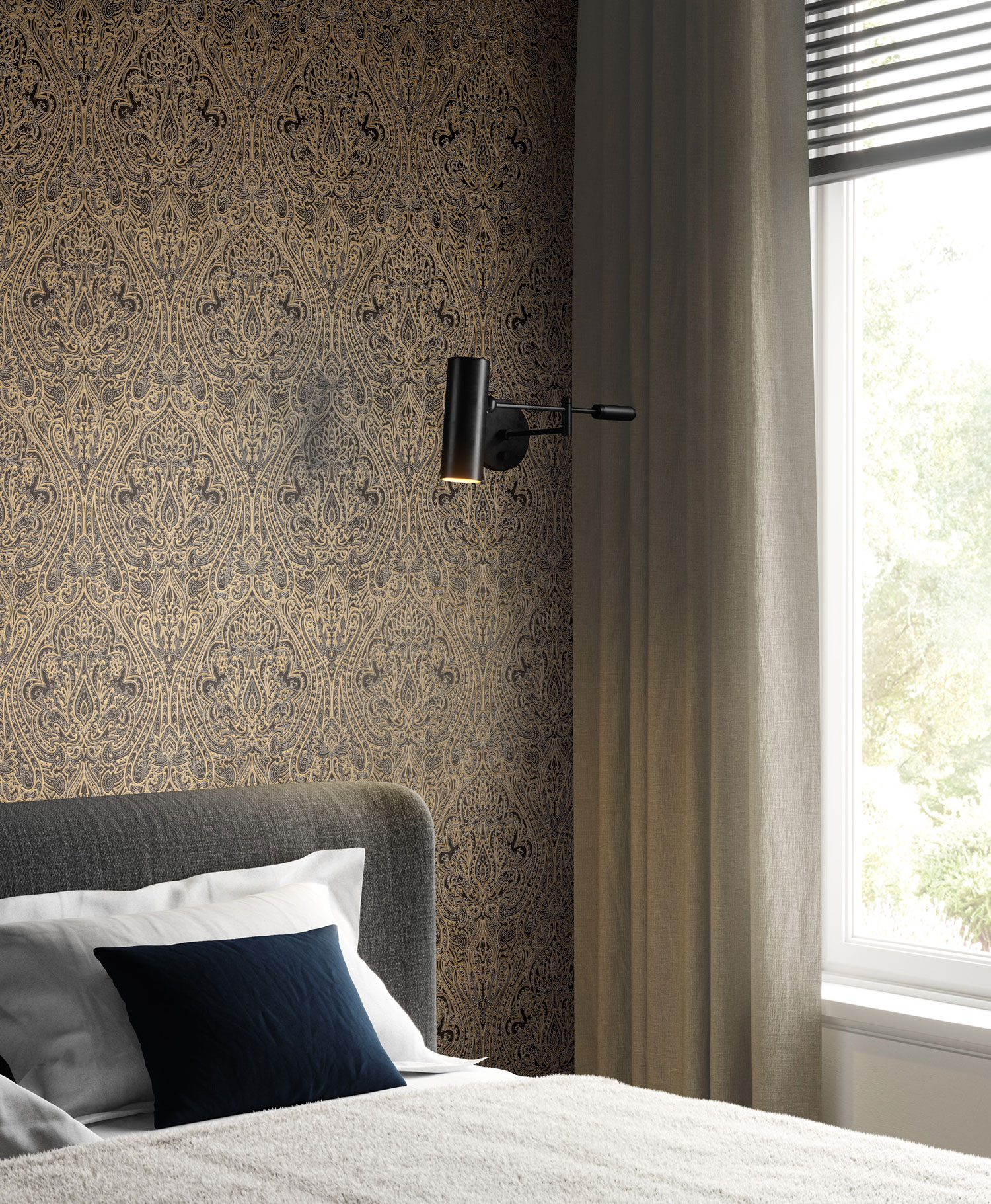 Black-bronze baroque wallpaper, OTH102, Othello, Zoom by Masureel - Image 2