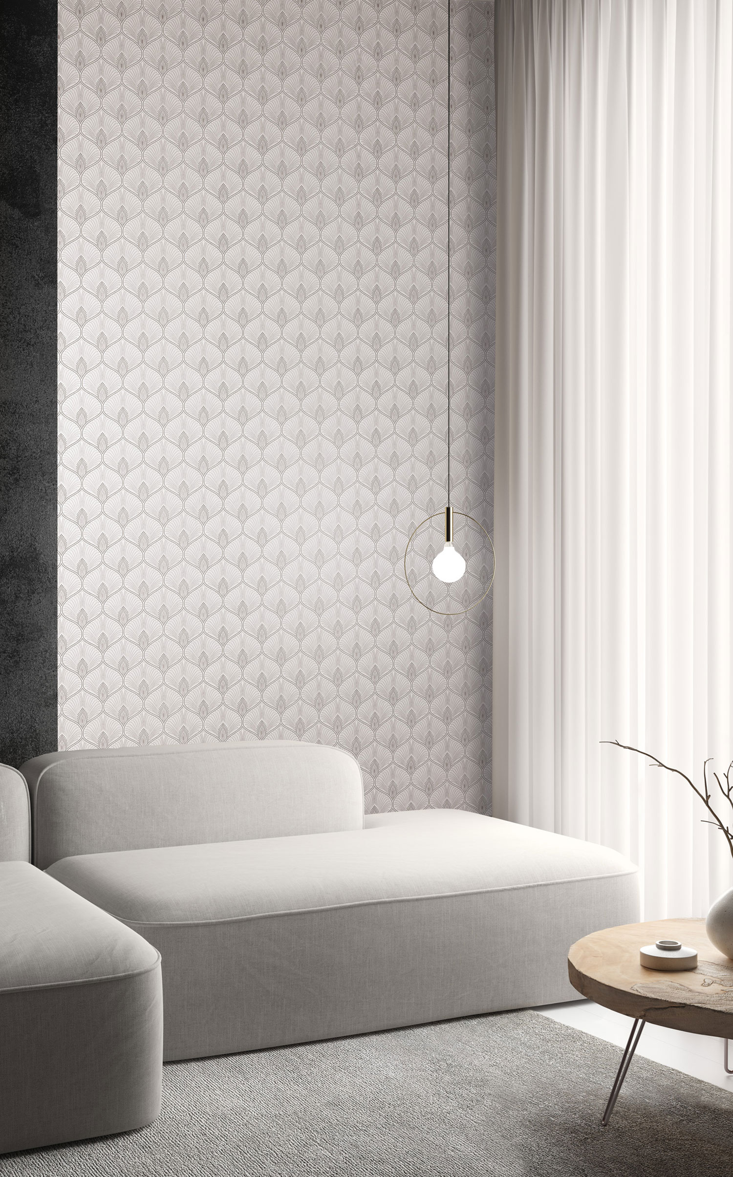 Cream baroque wallpaper, OTH201, Othello, Zoom by Masureel - Image 2