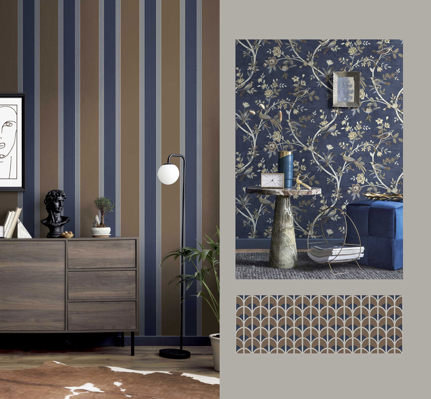 Blue wallpaper with flowers and birds, 28849, Thema, Cristiana Masi by Parato - Image 2